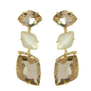 VIANNA 18K Yellow Gold Smokey Quartz Drop Earrings- SALE
